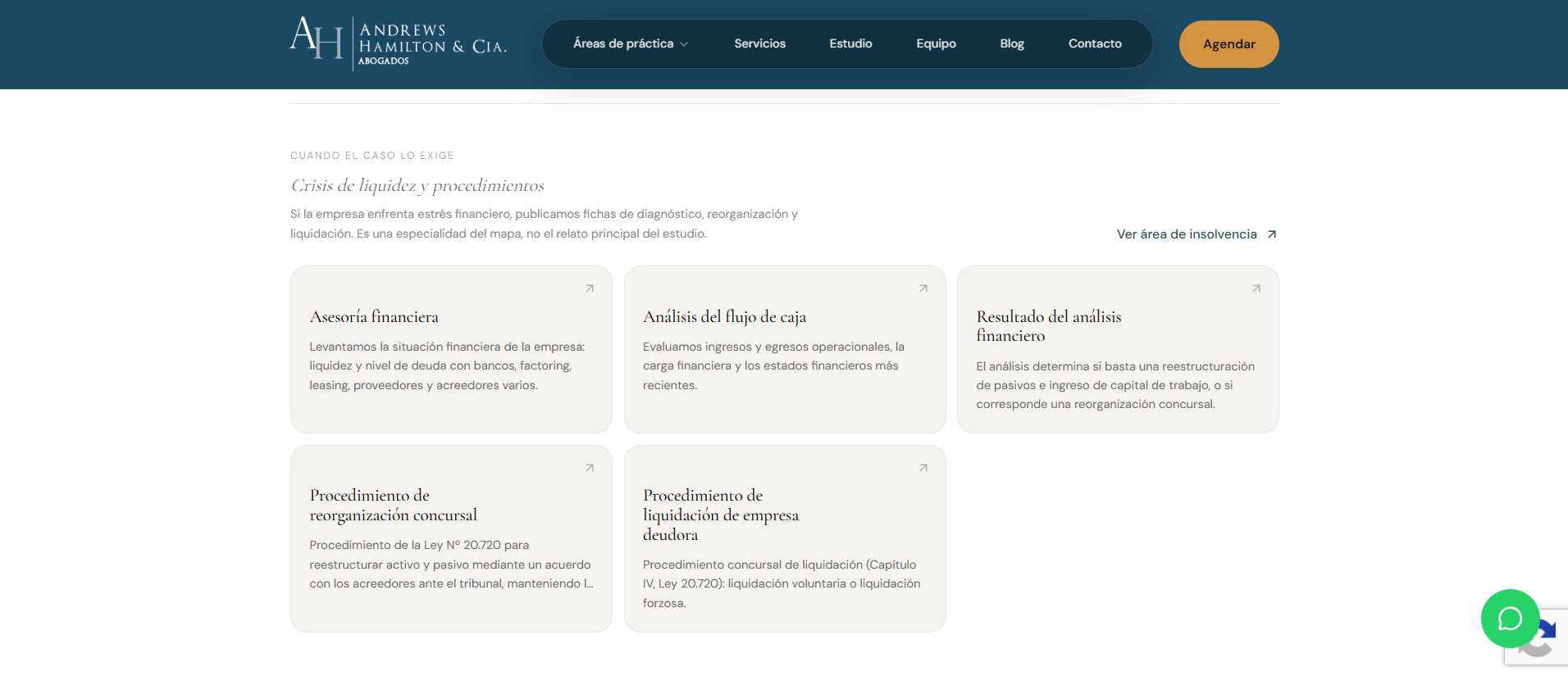 Andrews Hamilton — Especialidades y fichas de servicio