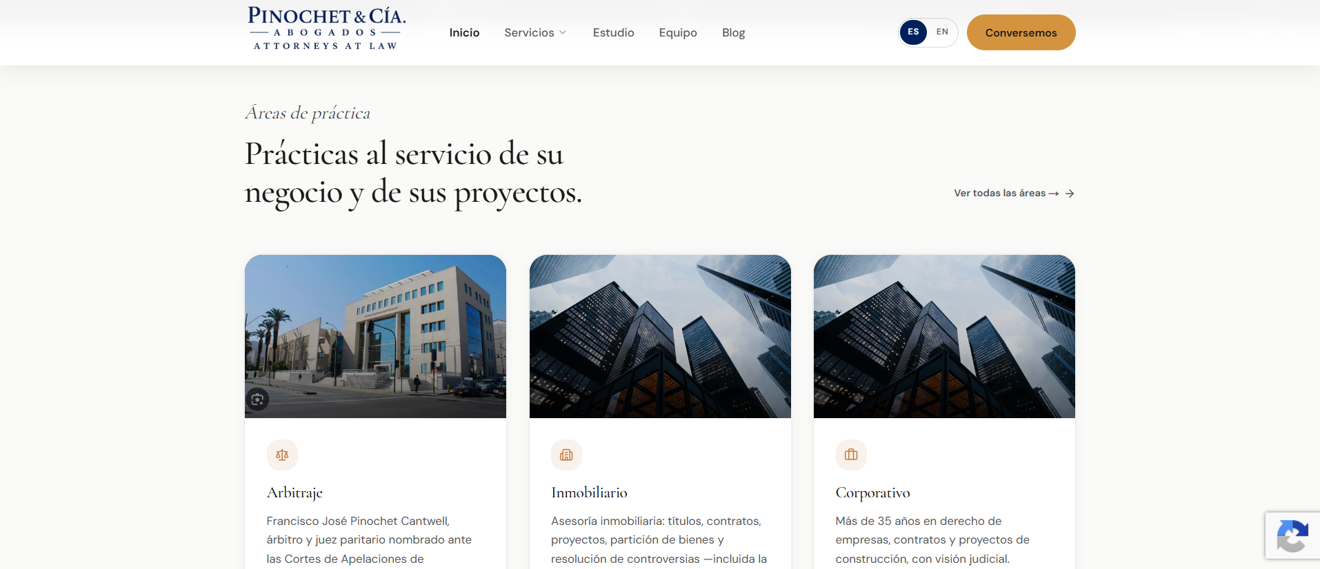 Pinochet & Cía. — Áreas de práctica: arbitraje, inmobiliario y corporativo