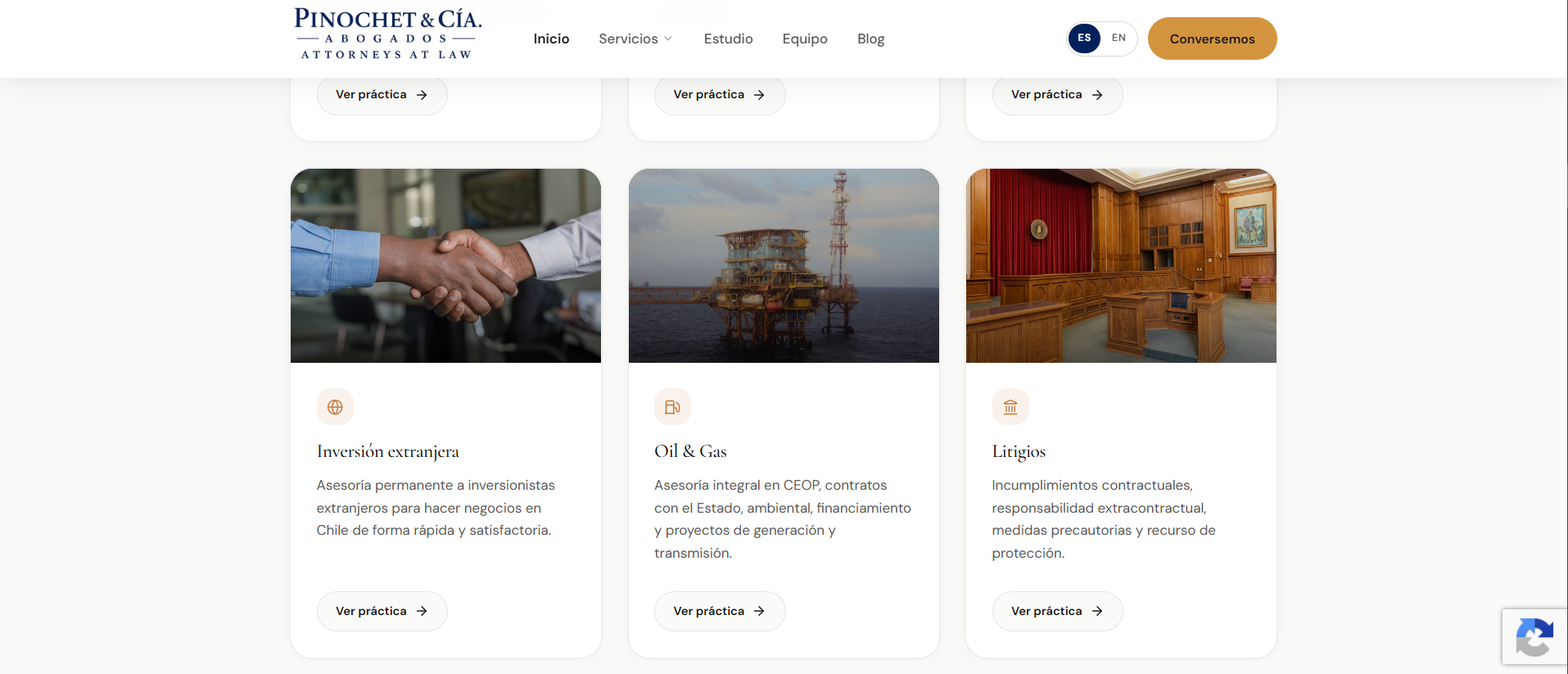 Pinochet & Cía. — Prácticas: inversión extranjera, oil & gas y litigios