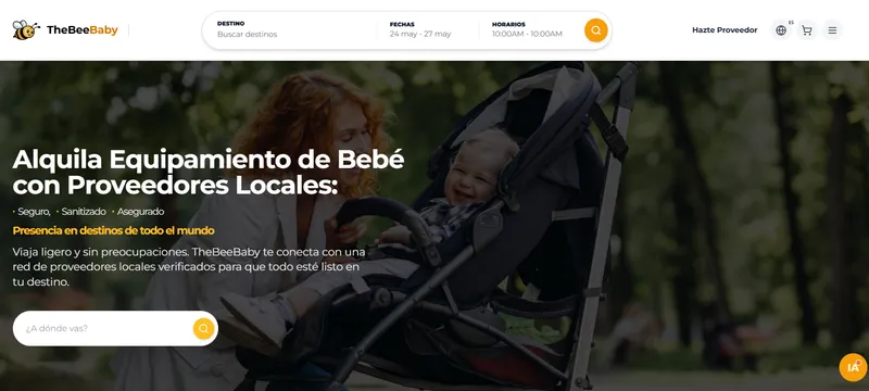 TheBeeBaby — captura del marketplace de equipamiento infantil