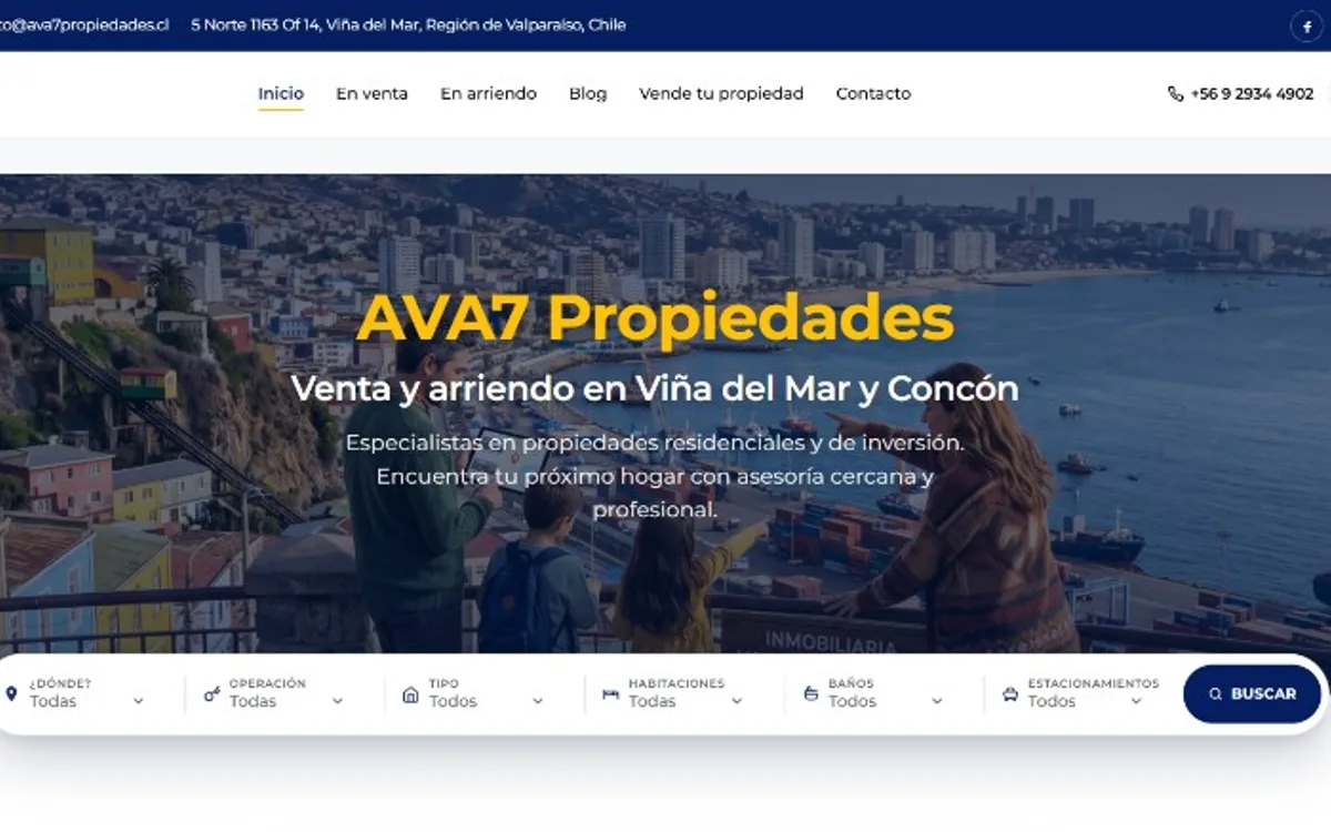 Portada de AVA7 Propiedades: venta y arriendo en Viña del Mar y Concón con buscador