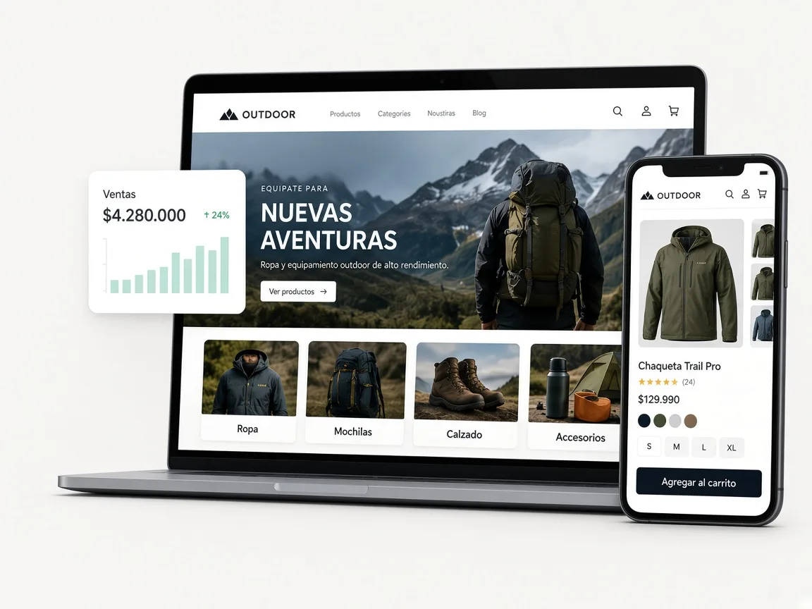 Composición visual de una tienda online en diferentes dispositivos